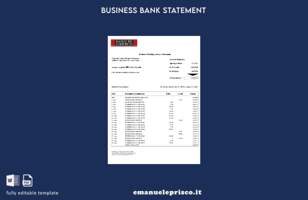 stile verificato Modello di dichiarazione aziendale del Banco de Comercio peruvi